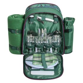 Picnic Backpack Set With Cutlery Kit Cooler Compartment Blanket For 4 Persons