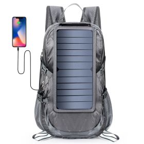 Solar Backpack Foldable Hiking Daypack With 5V Power Supply (Color: light grey)