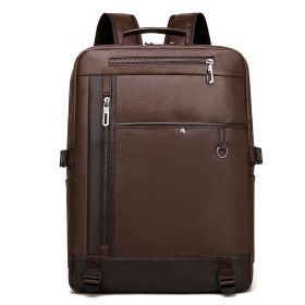 Summer New Trend Backpack Men's Business Travel Backpack Fashion Computer Bag (Color: brown)